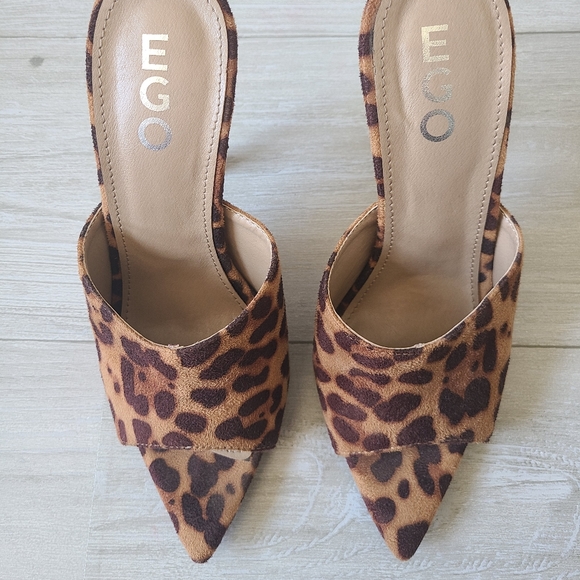 New EGO Leopard Print Pointy Toe Mules Sandals - Picture 2 of 7
